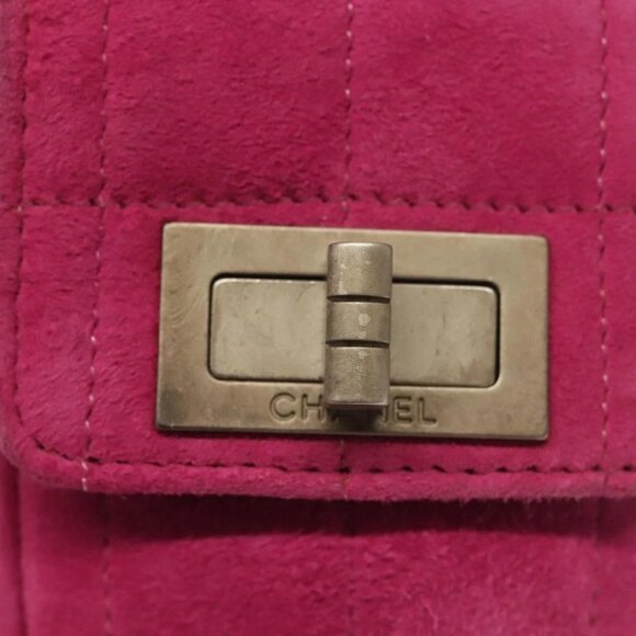 CHANEL Choco Bar Chain Shoulder Bag Suede Pink CC Auth 135452 - Picture 14 of 16